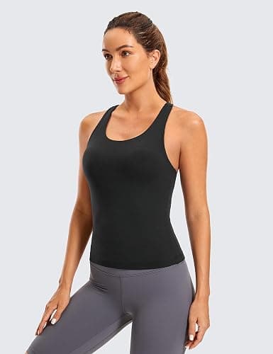 CRZ YOGA Butterluxe Workout Racerback Tank Tops for Women - Padded Athletic Spandex Yoga Shirts with Built in Bra thumbnail 4