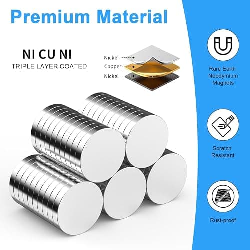 Magnets for Miniatures, Caturledas 50 Pack 20x3 mm Small Round Magnetic Rare Earth Neodymium Magnet for Home Kitchen Office School thumbnail 4