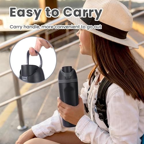24oz Insulated Stainless Steel Water Bottle with Straw for Sports and Travel, BPA-Free Sports Water Bottle (Light Pink) thumbnail 7