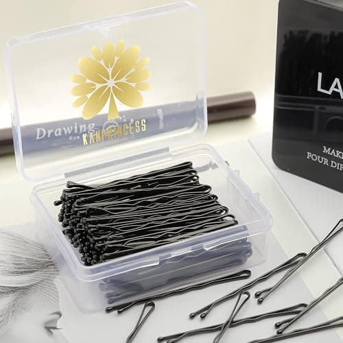 KANPRINCESS 100PCS 2Inches Hair Pins Kit Secure Hold Bobby Pins Clips for Women Girls and Hairdressing Salon With Clear Storage Box(Black) thumbnail 4