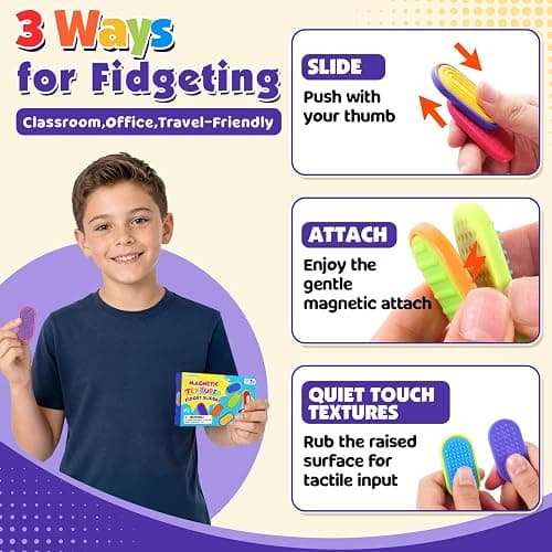 Sensory Fidget Magnet Toys for Kids: Silicone Magnetic Sliders Stress Fidgets for Autism, Stress Small Texture Fidget Toys for Classroom Prizes, Adults Office Desk / Portable Travel Must Haves, Gifts thumbnail 3