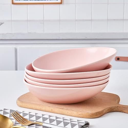Stone Lain Delilah 8-inch Bowl 6-Piece Dish Set, Porcelain, Blush thumbnail 2