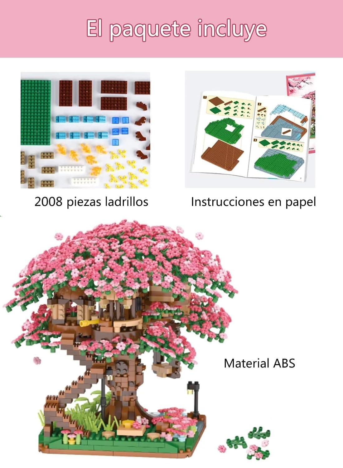 Bloques de Construcción de Flor de Cerezo 2008 Piezas, Juego de Bloques de Bonsái, Mini Bloques de Árbol Artificial Decoración Hogar y Oficina, Idea Regalo para Mujere y Hombre, Juguete para 8+ Años thumbnail 6