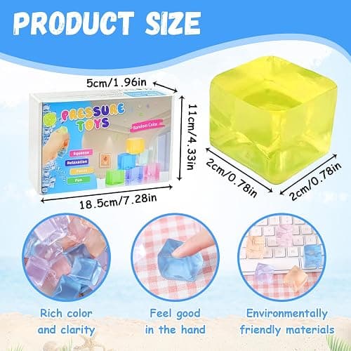 24Pcs Stress Balls Fidget Toys Adults, Ice Cube Squeeze Toys - Square Squeeze Ball Sensory Toys, Squeeze Toys - Small, Stress Balls for Adults, Easter, Christmas, Party Favors, Stocking Stuffers thumbnail 3