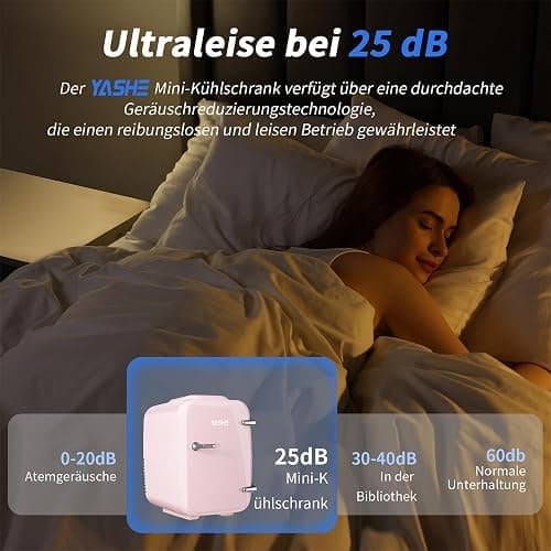 YASHE Mini Kühlschrank, 4 Liter Mini-Kühlschränke für Kosmetik, Getränke, 220V AC/ 12V DC Thermoelektrische Kühlung und Erwärmung, Kleiner Kühlschrank für Schlafzimmer, Büro, Wohnheim, Auto (Rosa) thumbnail 7