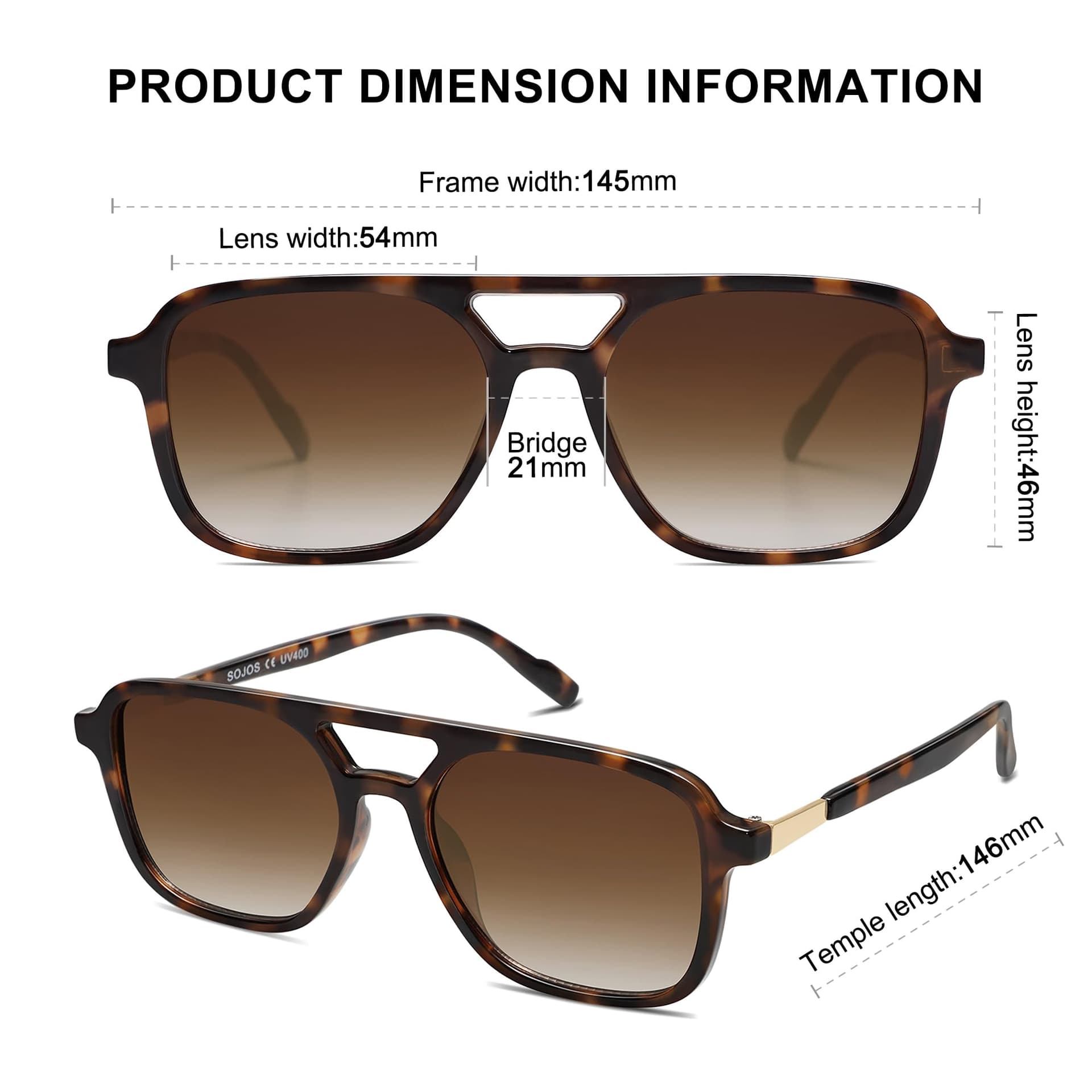 SOJOS Retro Aviator Sunglasses for Women Men, Trendy Rectangle Womens Mens Shades Sun Glasses SJ2202 thumbnail 5