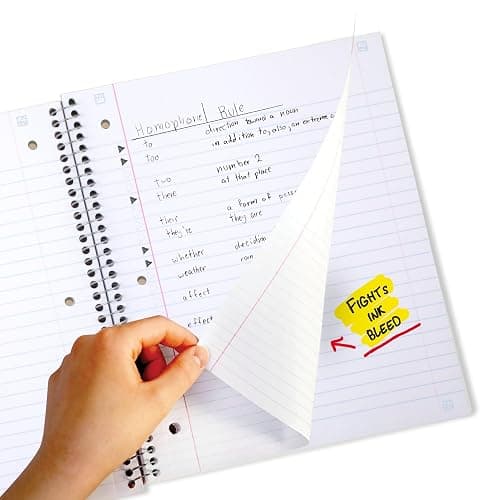 Five Star Spiral Notebook + Study App, 5 Subject, Wide Ruled Paper, 8" x 10-1/2", 200 Sheets, Fights Ink Bleed, Water Resistant Cover, Black (72045) thumbnail 5