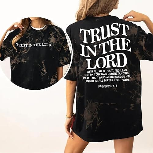 Trust in The Lord Christian Shirts God Faith Religious T Shirts Oversized Jesus Tshirt Women Bible Verse Tee Tops thumbnail 2