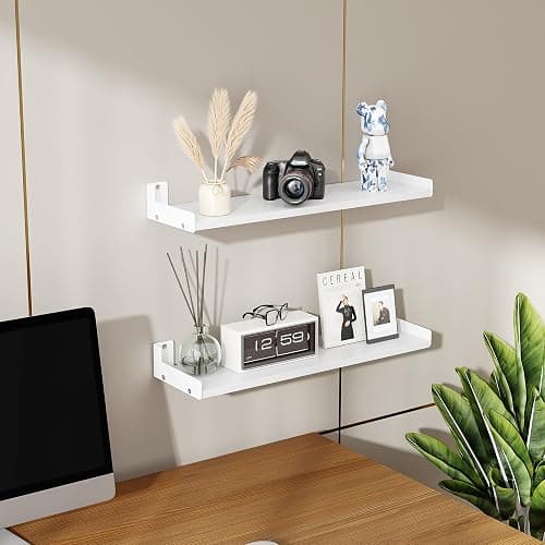 FNBAR Floating Shelves for Wall, Shelves for Decor Storage,6Pcs 16'',White | Wall Mounted Wood Shelf for Bedroom, Living Room, Bathroom, Kitchen,Nursery, RoomLong Picture Ledge Shelves. thumbnail 2