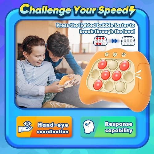 Byserten Handheld Game for Kids 6-12 with Lights and Sounds, Sensory Fidget Toys for Kids 8-12, Birthday Gifts for 6 7 8 9 Year Old Girls & Boys & Teens -Orange thumbnail 2