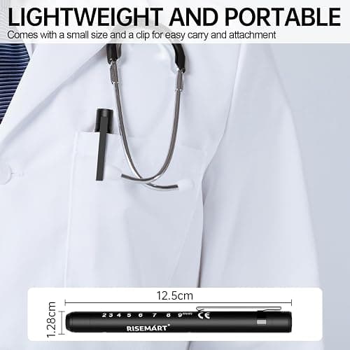 RISEMART Rechargeable Pen Light for Nurse, Rechargeable LED Portable Medical PenLight for Nurse, Doctor, First Aid, EMT, Nursing,Nursing Student,Warm/Cool White Black1 thumbnail 6