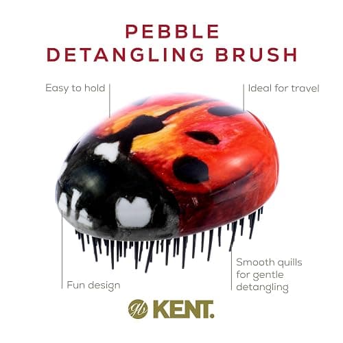 Kent PBUG Ladybug Pebble Scalp Massager Shampoo Brush, Shower Brush, and Travel Size Detangling Brush - Scalp Scrubber for Dandruff and Kids Hair Brush Hair Detangler - Hairbrush for Tangles thumbnail 4