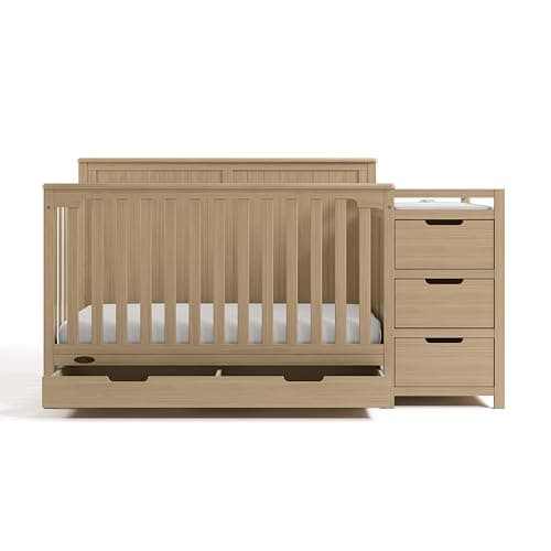 Graco Hadley 5-in-1 Convertible Crib & Changer, Driftwood | GREENGUARD Gold Certified, Fits Standard Crib Mattress, Converts to Toddler Bed and Full Bed, 4 Adjustable Mattress Heights thumbnail 8