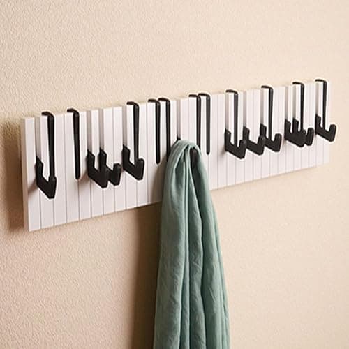 Whbbbj Piano Key Hook, Creative Piano Hangers Entry Door Hooks, Rustic Wall Hooks, Hanger Rack Keyboard Towel Coat Umbrella Bag Wood Shelf, Piano Shape Artistic Hook, Wood Shelf (Size : 9 Hooks) thumbnail 5