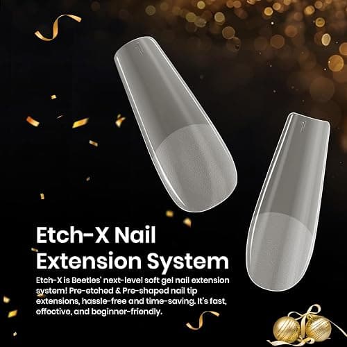 Beetles Gel Nail Tips Medium Coffin Etch X, 12 Sizes 288Pcs Pre Shaped Half Matte Full Cover Press On False Nails Tips Acrylic Fake Nail Extensions Kit Easy DIY Salon Manicure Gift for Women thumbnail 7