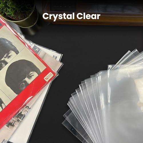 EVEO 100 Vinyl Record Sleeves Outer – Crystal Clear Outer Vinyl Sleeves LP Album Covers 12.75"x12.75" | Perfect Fit Protective 3 Mil Protection for Single & Double LPs - Archival Quality thumbnail 4