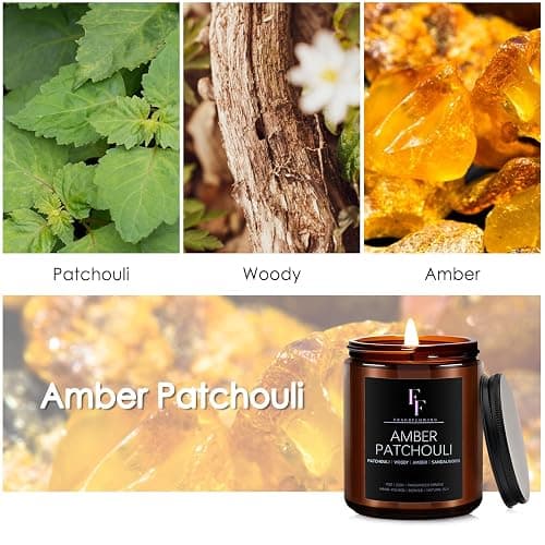 Amber Patchouli Scented Candles,Candles for Home Scented Aromatherapy Candles,Soy Wax Candle Gifts Amber Jar Candle, 7oz thumbnail 2
