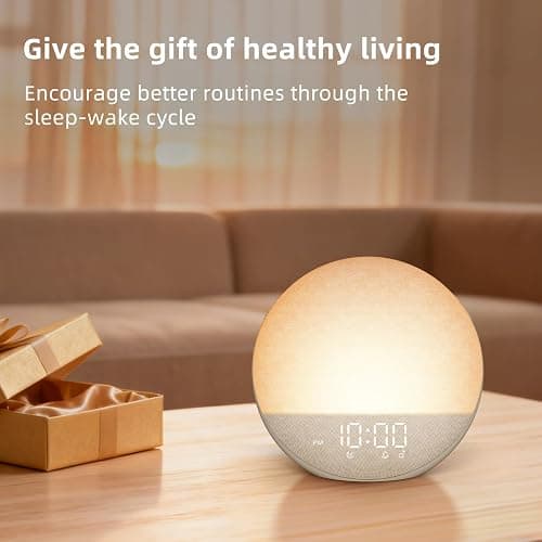 Sunrise Alarm Clock White Noise Machine: Natural Wake Up Light - Dimmable Clock with Bluetooth Speaker for Bedroom - 25 Sleep Sounds for Baby Adults Kids Putty thumbnail 5