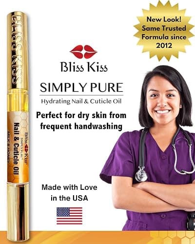 Bliss Kiss | 1 Milk & Honey | Nail Oil Cuticle Pen w/Vitamin E & Jojoba⏤Nail Strengthener Nail Growth Serum for Brittle Peeling Breaking Thin Nails thumbnail 6