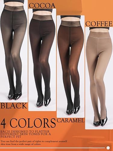 DORALLURE Fleece Lined Tights Women, Skin Colored Winter Thermal Leggings Fake Translucent Warm Pantyhose thumbnail 6