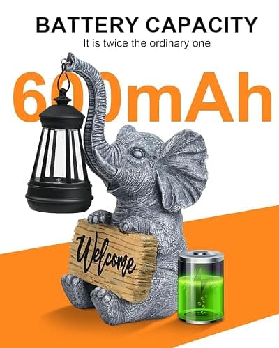 Outdoor Elephant Statues Solar Garden Decor Lights - Elephant Decoration for Garden, Balcony, Patio, Yard, Lawn - Housewarming, Fathers Day, Unique Birthday Gifts for Women Mom Grandma(Black) thumbnail 2