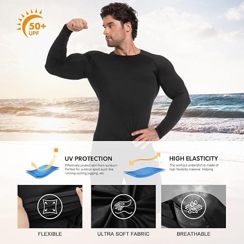 CL convallaria 4 Pack Compression Shirts Men Long Short Sleeve Cooling Dry Rash Guard Athletic Workout T Shirt for Sports thumbnail 5