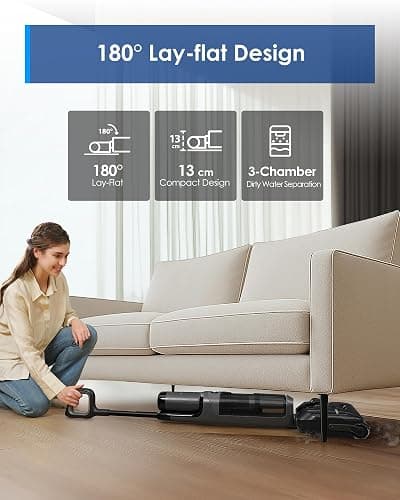 Tineco Floor ONE i6 Stretch Wet Dry Vacuum Cleaner, Vacuum & Mop All in One, 20kpa Powerful Suction, Up to 40 Minutes Runtime, 180° Lay-Flat, Anti-Tangle Design, Full-Path Self-Cleaning&185℉ Flashdry thumbnail 6