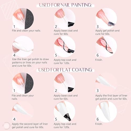 SAVILAND White Gel Nail Polish Lliner, 8g French Tip Gel Polish for Nailart | Gel Liner Basic Color, Soak Off U V LED French Manicure, Swirl Nails for Starter, French Nail Art Design Nail Salon Home DIY thumbnail 6