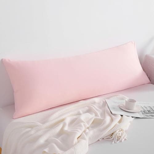 FLXXIE Body Pillow Cover - Super Soft Microfiber 20x54 Body Pillow Case - Envelope Closure, Wrinkle, Stain Resistant Blush Pink Body Pillowcase, 20x54, Blush Pink thumbnail 6