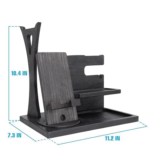 Gift for Men Nightstand Organizer with Headphone Stand & Rotating Phone Stand, Stylish Headphone Holder to Keep Desk Accessories for Men Organized, Unique Dad Birthday Gift, Gifts for Boyfriend thumbnail 6