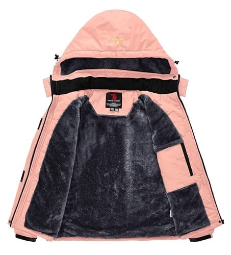 Rdruko Skijacke Damen Warme Winterjacke Gefüttert Verdickt Softshelljacke Wasserdicht Snowboardjacke Atmungsaktiv mit Abtrennbarer Kapuze thumbnail 4