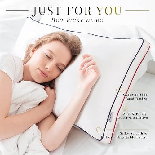 Bedufsar Bed Pillows for Sleeping, Queen Size Pillows Hotel Quality Set of 2, Fluffy and Supportive Gusseted Pillows for Side and Back Sleepers, Cooling Down Alternative Soft Pillow (20x30 in) thumbnail 3