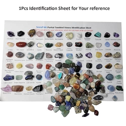 800Pcs+ (3lb) Gemstones and Crystals Set,30Kinds+ Bulk Rocks and Minerals Science Kit,Rocks Collections for Kids,Tumbled Chips Crystals,Crushed Stones thumbnail 5