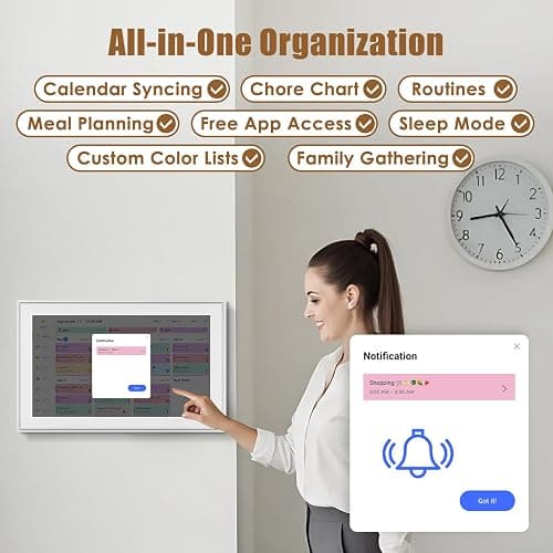 15.6-inch Wall Digital Calendar,Smart WiFi Calendar & Chore Chart,Full HD Touchscreen Interactive Display for Family Schedules-Wall/Desk Mountable Planner,Meeting Reminders & Deadline Tracking thumbnail 3