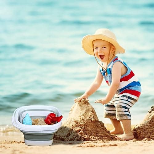 2 Pack Collapsible Buckets 5L 1.3Gallon Small Cleaning Bucket for Household Portable Plastic Bucket Outdoor Car Washing Tub Foldable Camping Beach Sand Water Pot Pail Space Saving Square Grey thumbnail 6