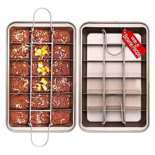 SUJUDE Non Stick Brownie Pan with Dividers, High Carbon Steel Baking Pan, Makes 18 Pre-cut Brownies All at Once - 10.3 X 6.4 X 1.6 Inches （Inside Dimension） - Image 1