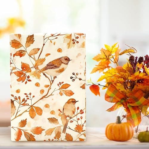 8 Sheets Fall Watercolor Wrapping Paper -Not Roll- Pumpkin Leaves Flower Bird Gift Wrap Paper Folded Flat for Autumn Thanksgiving Party DIY Crafts, 19.7 x 27.6 Inch thumbnail 6