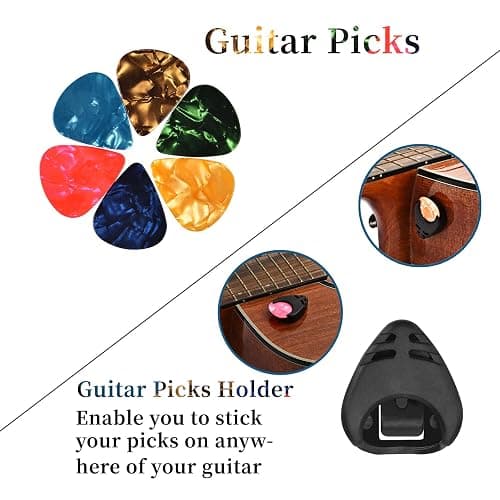 Guitar Tuner, Guitar Accessories with Guitar Picks, Guitar Capo, Capo for Acoustic Guitar, Bass, Buzzing-Free, Quick Release, Guitar Tuner Clip on for Guitar, Violin, Bass, Ukulele Chromatic thumbnail 8