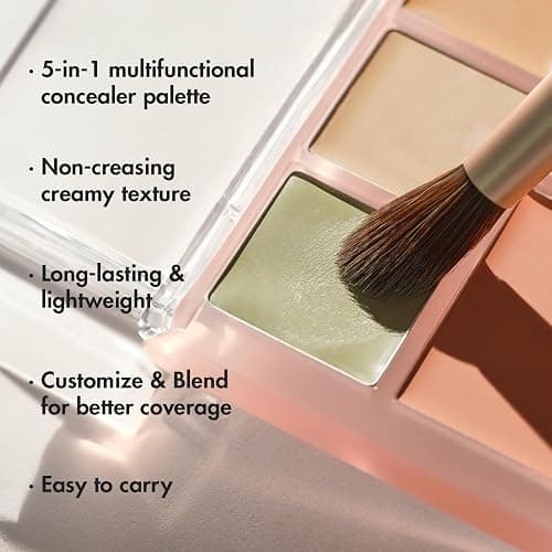 LUNA Conceal Blender Palette 01 Clear Cover 5-in-1 Color Correcting and Concealing with Beige, Green, Vanila, Medium Peach and Pure Bright Buildable, Suitable for Neutral and Warm Tones thumbnail 4