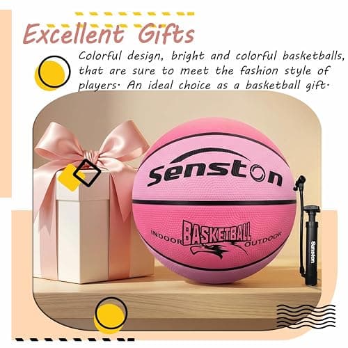 Senston 25.5''/27.5''/29.5'' Outdoor Basketball Ball Excellent Elasticity/Grip Rubber Basketballs with Pump, Durable Size 3/5/7 Outdoor/Indoor Basketball thumbnail 6