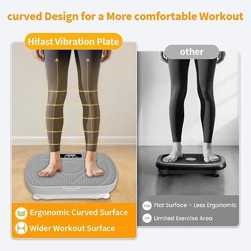 Homesy Vibration Plate Exercise Machine for Lymphatic Drainage | Includes 2 Resistance Bands and Remote, LED display, Anti-slip Suction Cups, Fat Burning, Compact for Home Workouts thumbnail 6