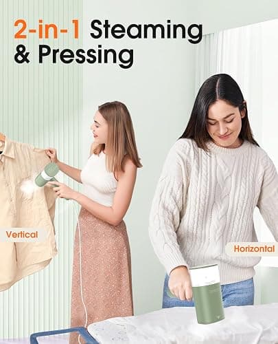 Handheld Steamer for Clothes, 1200W Foldable Travel Steamer, 20 Sec Preheat Garments Wrinkle Remover, 120V Portable Hand Iron with 150ml Water Tank, Clothes Steamer for Home Travel-Green thumbnail 5
