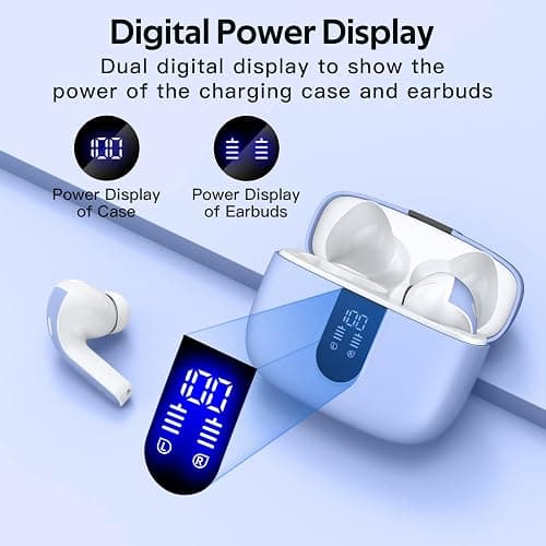 TAGRY Bluetooth Headphones True Wireless Earbuds 60H Playback LED Power Display Earphones with Wireless Charging Case IPX5 Waterproof in-Ear Ear buds with Mic for TV Smart Phone Laptop Computer Sports thumbnail 2