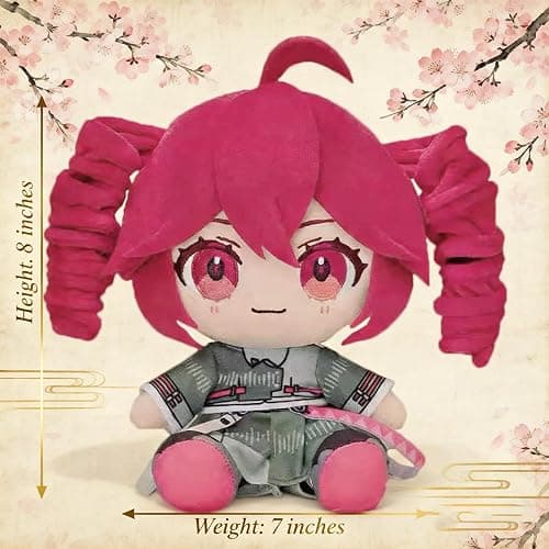 hotekous 8 Inch Red 3D Drill Twin Tail Ponytail Collectible Anime Character Plush Collectible Pink-Green Costume Cute Pillow thumbnail 3
