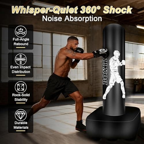 Vobab Punching Bag for Adults, 70" Boxing Bag with Stand, Freestanding Heavy Bag with Boxing Gloves, Reflex Ball Set, Kickboxing Bag Training Equipment for Muay Thai, MMA, Gym, Training, Fitness thumbnail 2