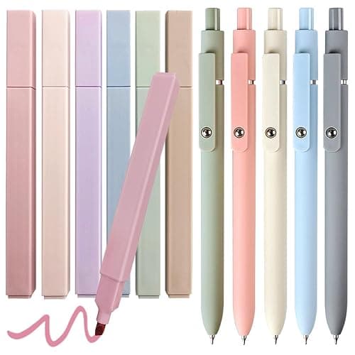 Highlighters and Gel Pens Set with 6pcs Aesthetic Pastel highlighter markers and 5pcs Cute Black Ink Gel Pens Retractable for School Office Supplies Writing Drawing Bible Marker Journaling - Image 1