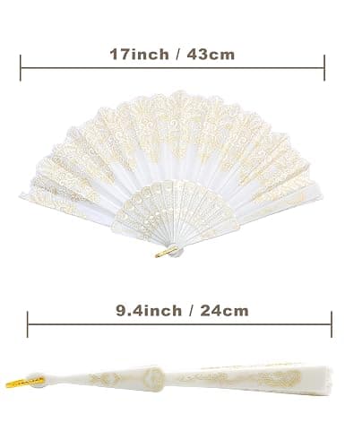 EOSAU Handheld Chinese Folding Fan Hand Fans for Women Foldable Bulk for Party Wedding Church Dancing (White) thumbnail 3