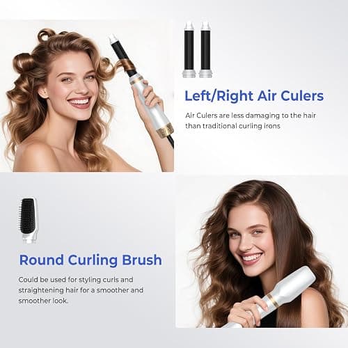 5 in 1 Blow Dryer Brush,Hair Dryer Brush Set,Negative Ionic Blow Dry Brush with Air Curler Wrap Hair Styler, Detachable Hair Tool for Curling, Volumizer,Straightener,Drying thumbnail 3