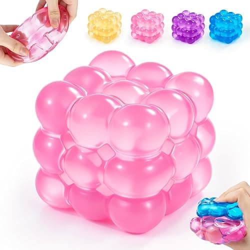 Ice Cube Squishy Fidget Toy Squishy Cube,Slow Rising Squeeze Cubes Fidget Toy, Sensory Stress Relief Toy for Focus and Relax Hand Muscles, Soft Handheld Squeeze Cube for Desk Fidget (Pink) - Image 1