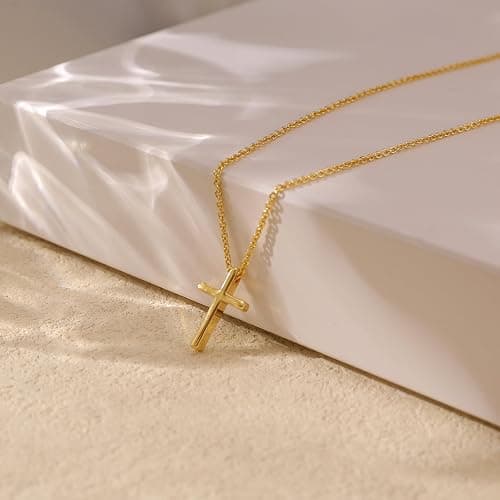 zvcofun Cross Necklace for Women, Dainty 14K Gold Plated Cross Pendant Small Cross Choker Cute Gold Necklaces for Women Trendy Cute Stuff Faith Jewelry Christmas Gifts thumbnail 6